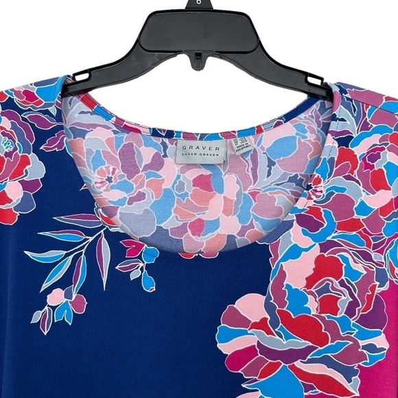 Susan Graver Women's Size Petite US 2XP Tunic Length  Floral Print Round Neck - Picture 4 of 16